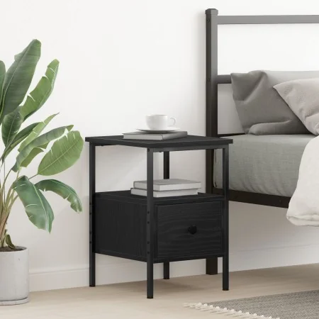 Cabinet de Noche Negro Roble 34x36x50 cm Madera Elaborada y Acero | Foro24.es | Tu tienda online para hogar, jardín y más Foro24.es