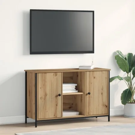 mueble de TV Negro Roble 101x35x65 cm Madera Técnica y Acero von , TV-Möbel - Ref: Foro24-862926, Preis: 91,73 €, Rabatt: -5%%