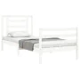 Weißer Massivholzbettrahmen mit Kopfteil 90x200 cm von vidaXL, Betten und Lattenroste - Ref: Foro24-3194687, Preis: 95,64 €, ...