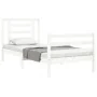 White solid wood bed frame with headboard 90x200 cm by vidaXL, Beds and slatted bases - Ref: Foro24-3194687, Price: 95,64 €, ...