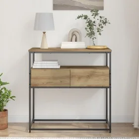 Mesa Consola Artisan Roble 75x40x75 cm Madera Compuesta y Acero de , Mesas auxiliares - Ref: Foro24-862937, Precio: 76,00 €, ...