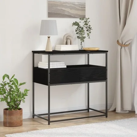 Mesa Consola Negro Roble 75x40x75 cm Madera Ingenierizada y Acero | Foro24.es | Tu tienda online para hogar, jardín y más Foro24.es