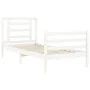 White solid wood bed frame with headboard 90x200 cm by vidaXL, Beds and slatted bases - Ref: Foro24-3194687, Price: 95,64 €, ...