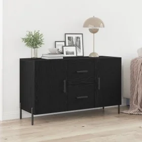 Aparador Negro de Roble 100x36x60 cm Madera de