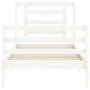 Weißer Massivholzbettrahmen mit Kopfteil 90x200 cm von vidaXL, Betten und Lattenroste - Ref: Foro24-3194687, Preis: 95,64 €, ...