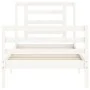 White solid wood bed frame with headboard 90x200 cm by vidaXL, Beds and slatted bases - Ref: Foro24-3194687, Price: 95,64 €, ...