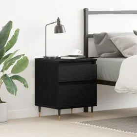 Cabinete de Noche Negro Roble 40x35x50 cm Madera