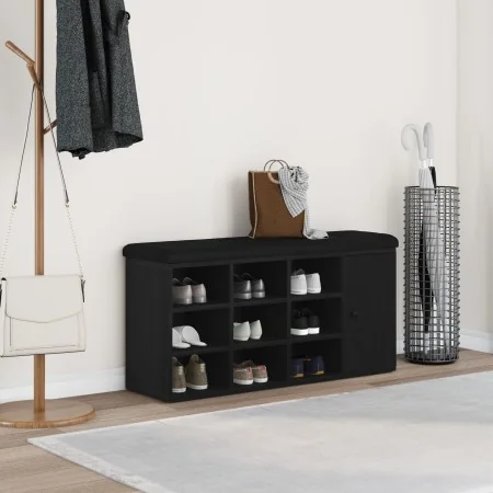 Banco de Almacenamiento Negro Roble 100x30x48 cm Madera Compensada de , Bancos para recibidores y almacenamiento - Ref: Foro2...