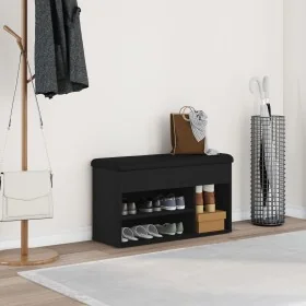 Banco de almacenamiento Negro Roble 80x30x45 cm Madera Compensada de , Bancos para recibidores y almacenamiento - Ref: Foro24...