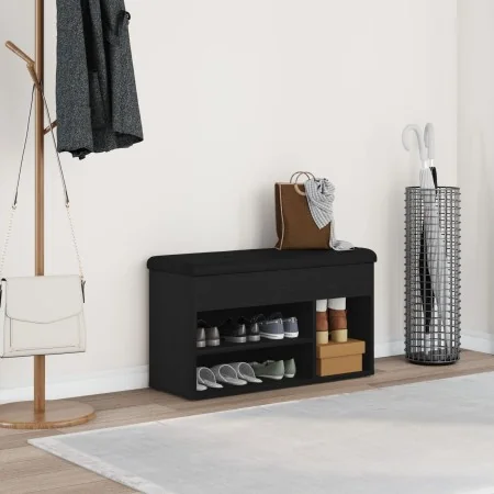 Banco de almacenamiento Negro Roble 80x30x45 cm Madera Compensada by , Benches for halls and storage - Ref: Foro24-862989, Pr...