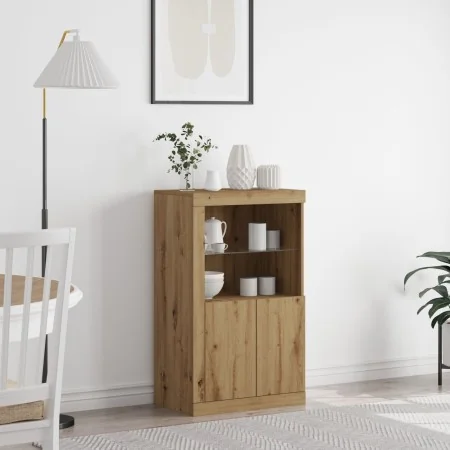 Aparador con Luces LED Roble Artesanal 60,5x37x100 cm | Foro24.es | Tu tienda online para hogar, jardín y más Foro24.es