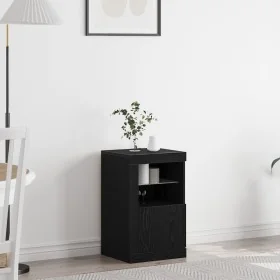 Sideboard con luces LED Roble Negro 41x37x67 cm