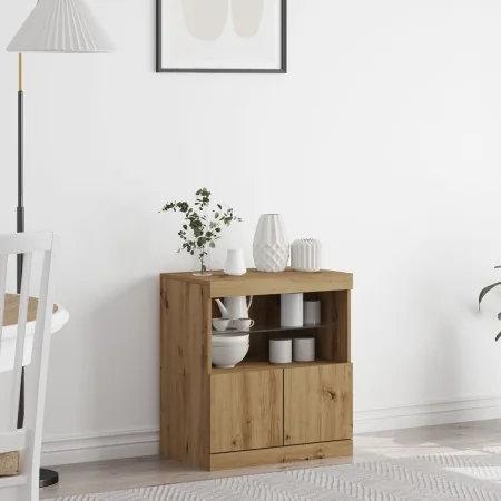 Sideboard de con luces LED Roble Artesano 60x37x67 cm von , Sideboards - Ref: Foro24-863028, Preis: 71,85 €, Rabatt: -5%%
