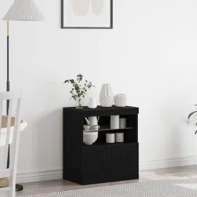 Aparador con luces LED Negro Roble 60x37x67 cm by , Sideboards - Ref: Foro24-863029, Price: 75,95 €, Discount: -5%%