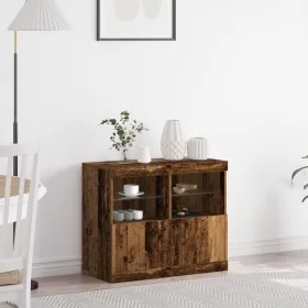 Aparador con Luces LED Madera Vieja 81x37x67 cm