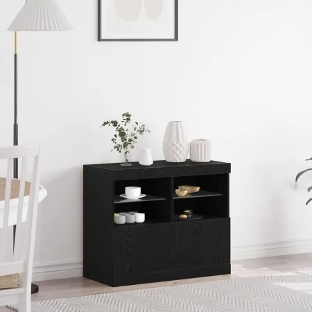 Aparador con Luces LED Roble Negro 81x37x67 cm | Foro24.es | Tu tienda online para hogar, jardín y más Foro24.es