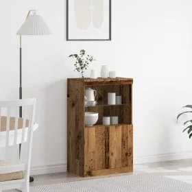 Aparador con Luces LED Madera Vieja 60x37x100 cm
