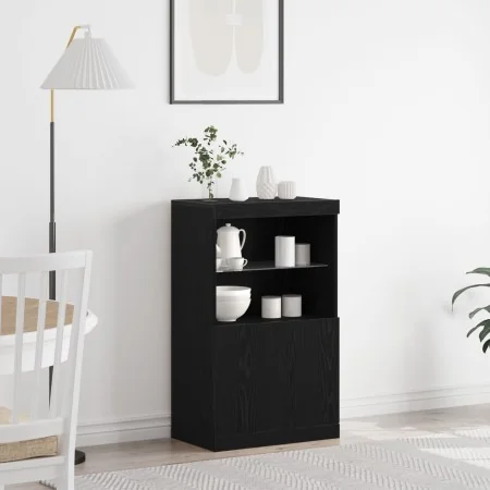 aparador con luces LED roble negro 60x37x100 cm | Foro24.es | Tu tienda online para hogar, jardín y más Foro24.es