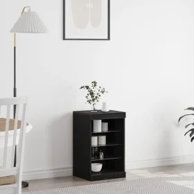 Aparador con Luces LED Roble Negro 41x37x67 cm