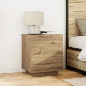 Mesas de Noche con Luces LED 2 pcs Roble