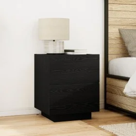 cabinet de noche con luces LED Negro Roble