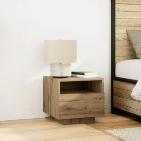 Cabinet de Cama con Luces LED Roble Artesano
