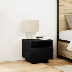 Armarios de Noche con Luces LED 2 pcs Negro Roble