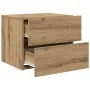 Cabinet de Noche con LED Montado en la Pared Roble Artesanal 50x39x41 cm by , Nightstands - Ref: Foro24-863074, Price: 63,88 ...
