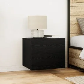 Cabinet de Noche con LED Montado en la Pared Roble Negro 50x39x41 cm by , Nightstands - Ref: Foro24-863076, Price: 67,76 €, D...