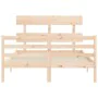 Bed frame with solid wood headboard 140x200 cm by vidaXL, Beds and slatted bases - Ref: Foro24-3195091, Price: 115,46 €, Disc...