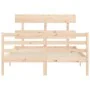 Estructura de cama con cabecero madera maciza 140x200 cm de vidaXL, Camas y somieres - Ref: Foro24-3195091, Precio: 115,41 €,...