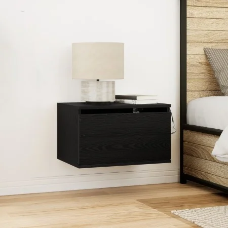 Mesita de Noche con LED Montada en la Pared de Roble Negro 50x36x30 cm | Foro24.es | Tu tienda online para hogar, jardín y más Foro24.es