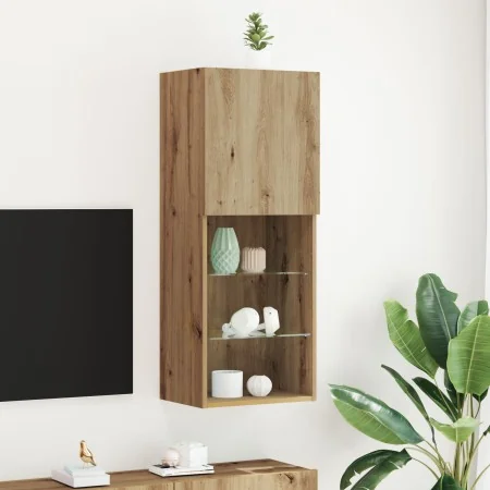 Aparador para TV con luces LED en roble artesanal 40,5x30x102 cm | Foro24.es | Tu tienda online para hogar, jardín y más Foro24.es