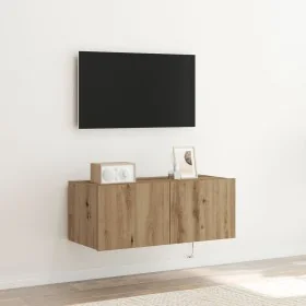 Mueble de TV con luces LED Roble Artesanal