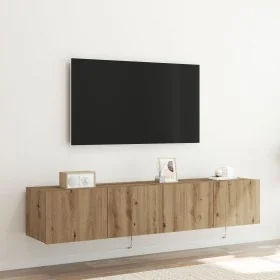 Armarios de pared para TV con luces LED 2 pcs Roble artesanal 80x35x31 cm by , TV Furniture - Ref: Foro24-863107, Price: 123,...