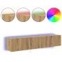 Armarios de pared para TV con luces LED 2 pcs Roble artesanal 80x35x31 cm von , TV-Möbel - Ref: Foro24-863107, Preis: 123,86 ...