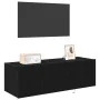 Cabinet de pared para TV con luces LED Negro Roble 100x35x31 cm by , TV Furniture - Ref: Foro24-863112, Price: 83,83 €, Disco...