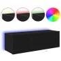 Cabinet de pared para TV con luces LED Negro Roble 100x35x31 cm by , TV Furniture - Ref: Foro24-863112, Price: 83,83 €, Disco...