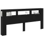 Cabecero de Almacenamiento con Luces LED Madera Negra 220x18,5x103,5 cm | Foro24.es | Tu tienda online para hogar, jardín y más Foro24.es