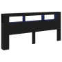 Cabecero de Almacenamiento con Luces LED Madera Negra 220x18,5x103,5 cm | Foro24.es | Tu tienda online para hogar, jardín y más Foro24.es