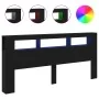 Cabecero de Almacenamiento con Luces LED Madera Negra 220x18,5x103,5 cm | Foro24.es | Tu tienda online para hogar, jardín y más Foro24.es