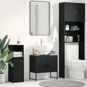 Gabinete de Fregadero de Baño Roble Negro