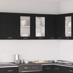 Gabinete de vidrio colgante negro de 80x31x60 cm