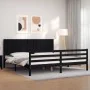 Bettgestell mit schwarzem Massivholzkopfteil 200x200 cm von vidaXL, Betten und Lattenroste - Ref: Foro24-3194790, Preis: 191,...