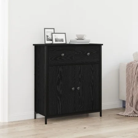 Aparador Negro de Roble 70x30x80 cm de Madera Ingenierizada y Acero de , Aparadores - Ref: Foro24-863159, Precio: 103,93 €, D...