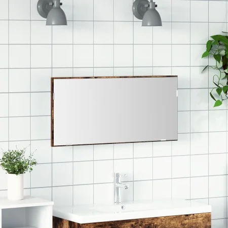 Cabinet de Espejo de Baño con Luz LED Roble Ahumado 80x37 cm de , Tocadores de baño - Ref: Foro24-863303, Precio: 62,39 €, De...