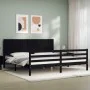 Bed frame with black solid wood headboard 200x200 cm by vidaXL, Beds and slatted bases - Ref: Foro24-3194790, Price: 189,50 €...