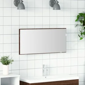 Gabinete Espejo de Baño con Luz LED Roble Marrón