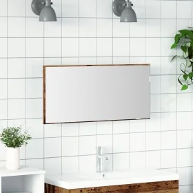Gabinete de Espejo de Baño con Luz LED Madera Vieja 80x37 cm de , Tocadores de baño - Ref: Foro24-863306, Precio: 62,39 €, De...