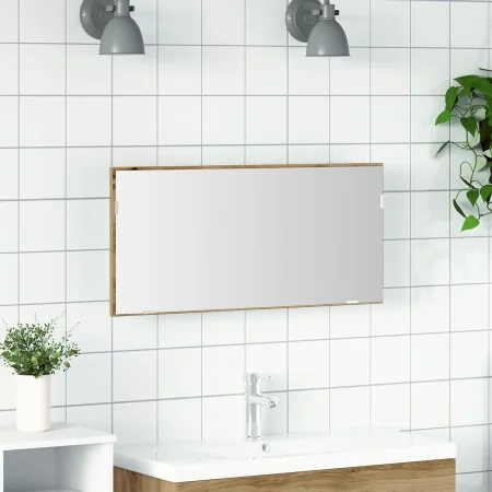 Gabinete de espejo de baño con luz LED acabado roble artesanal 80x37 cm von , Badezimmerwaschtische - Ref: Foro24-863307, Pre...
